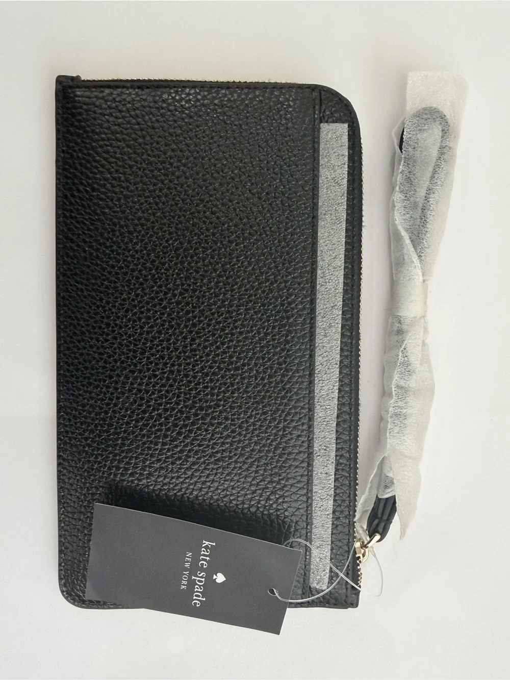 Kate Spade Lucy Medium L Zip Wristlet Black Pebbled Leather KE574 NWT